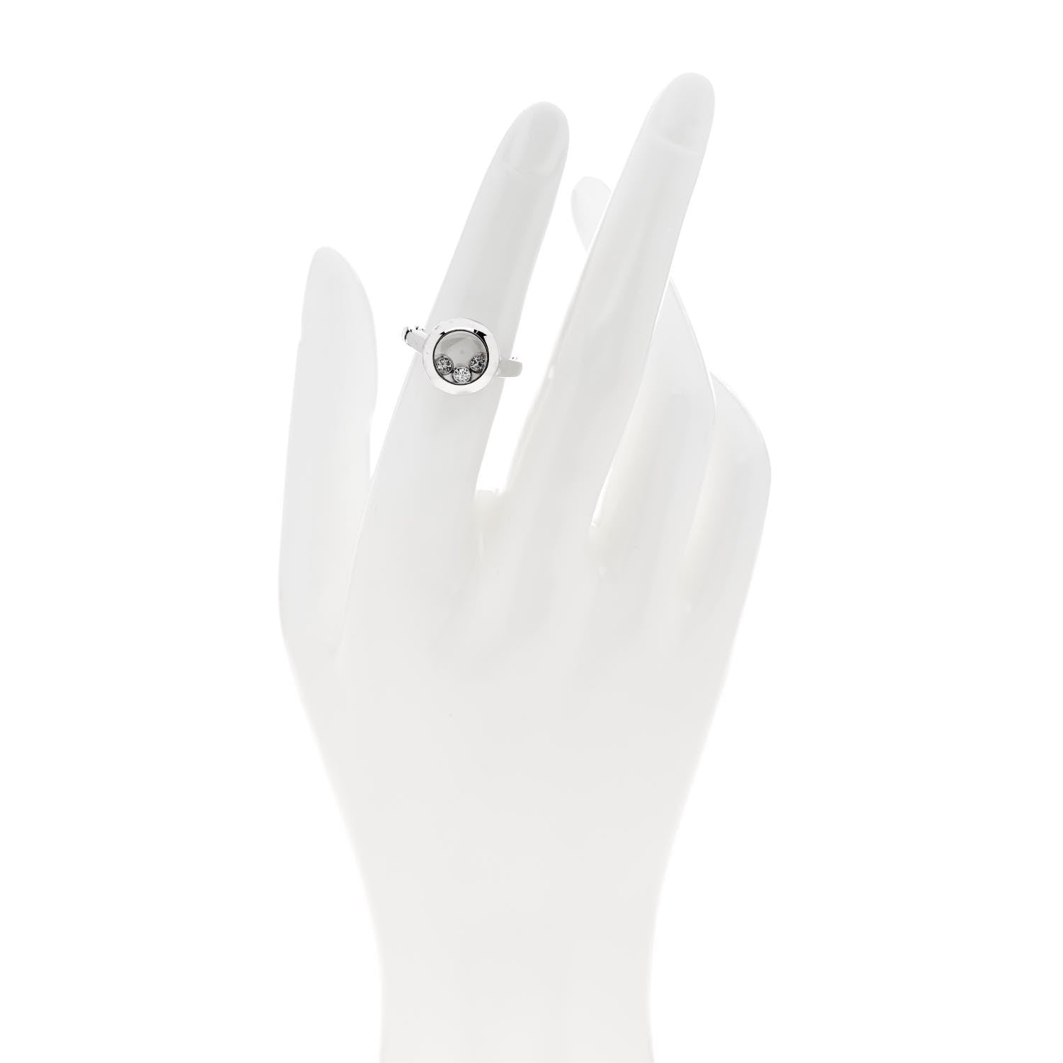 Chopard 18K White Gold 3 Happy Diamond Icons Ring 48 4.5 2 of 6