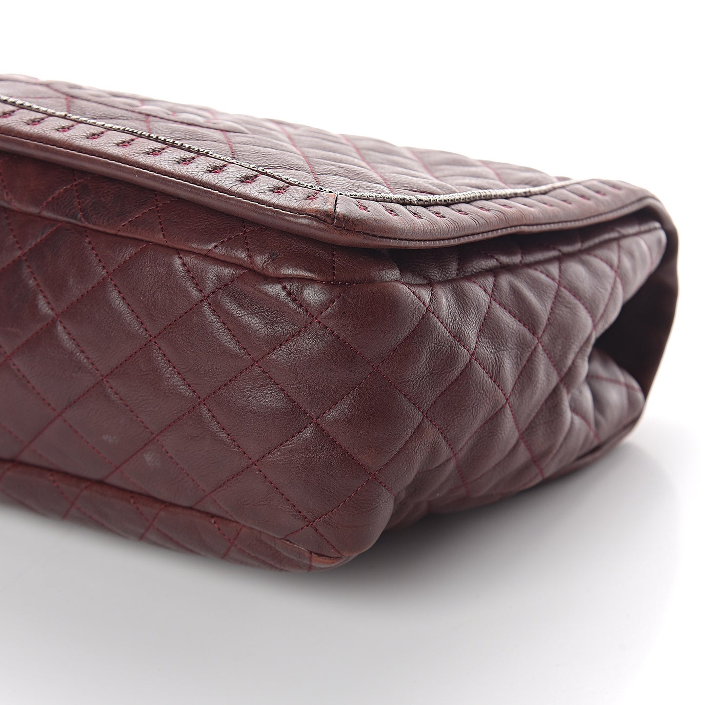 Calfskin Quilted Large Istanbul Flap Burgundy
