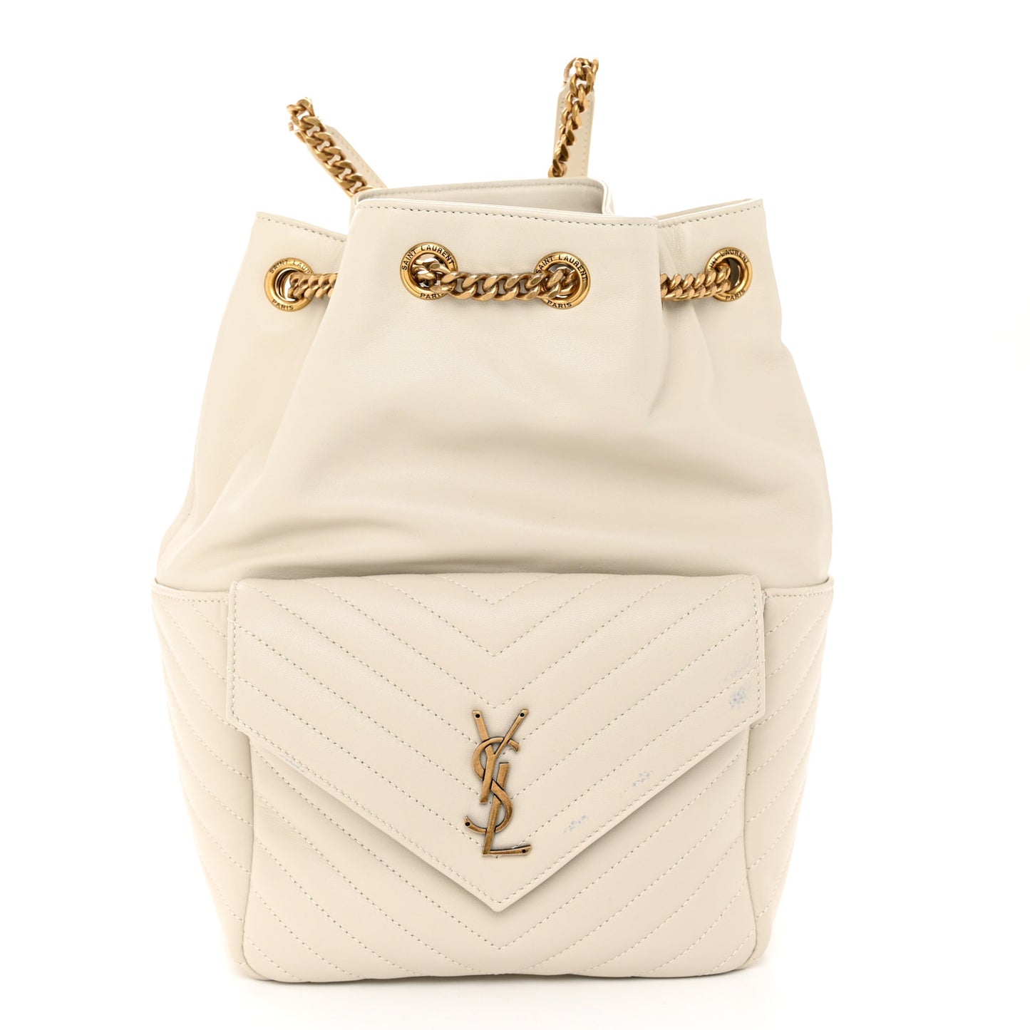 Lambskin Matelasse Monogram Joe Backpack Cream