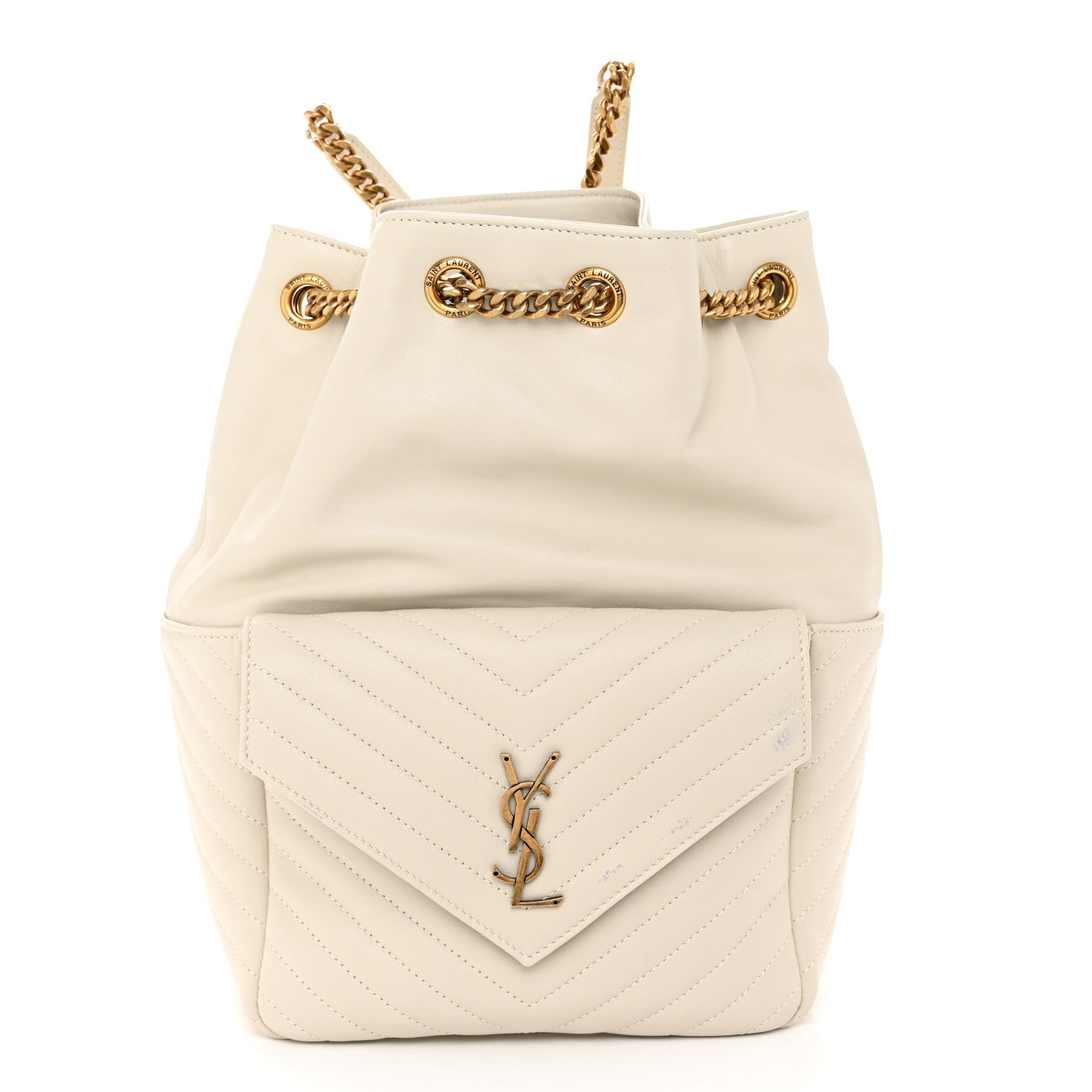 Saint Laurent Lambskin Matelasse Monogram Joe Backpack Cream 1 of 10