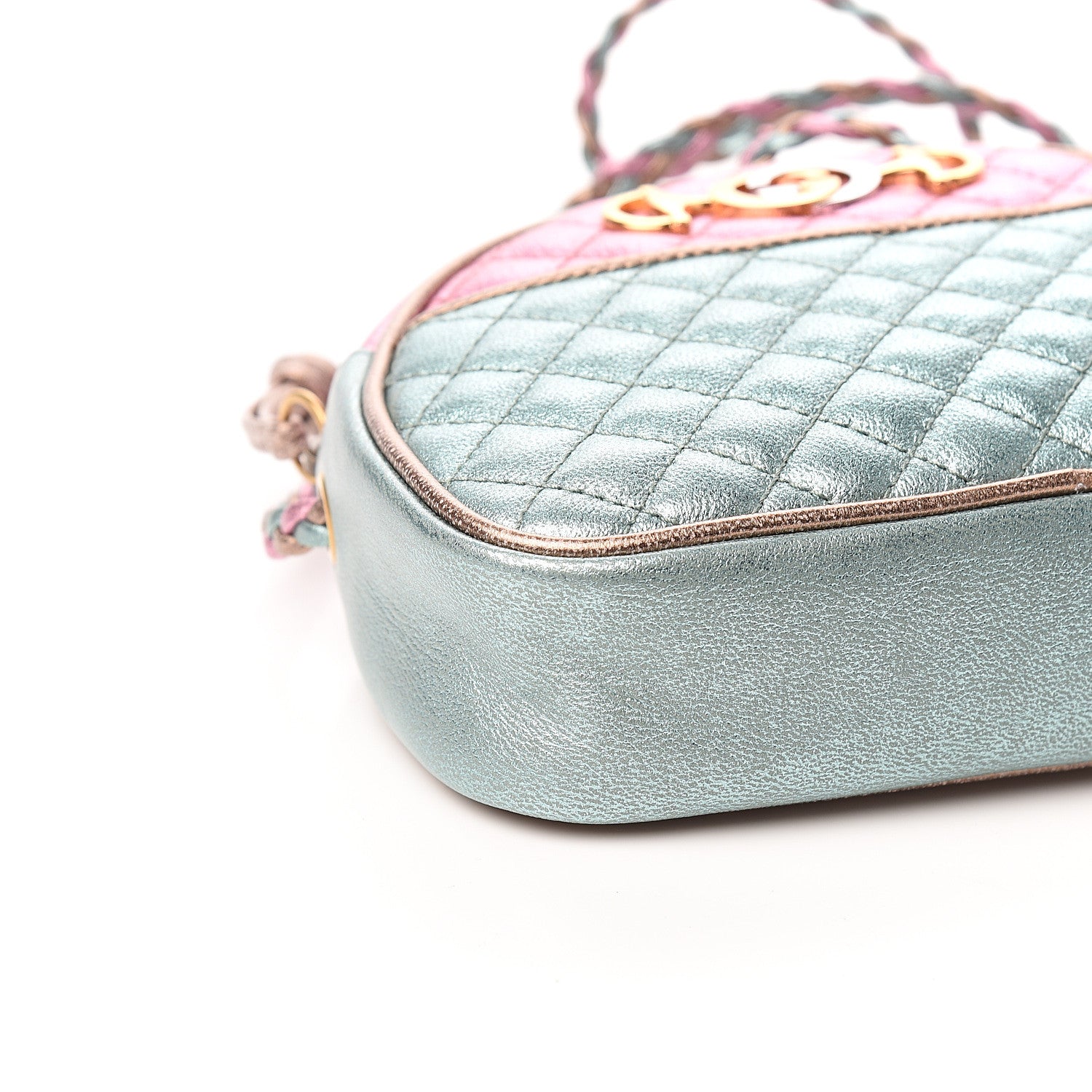 Gucci Laminated Nappa Trapuntata Mini Zumi Dome Shoulder Bag Rosa Lago Rame 7 of 9
