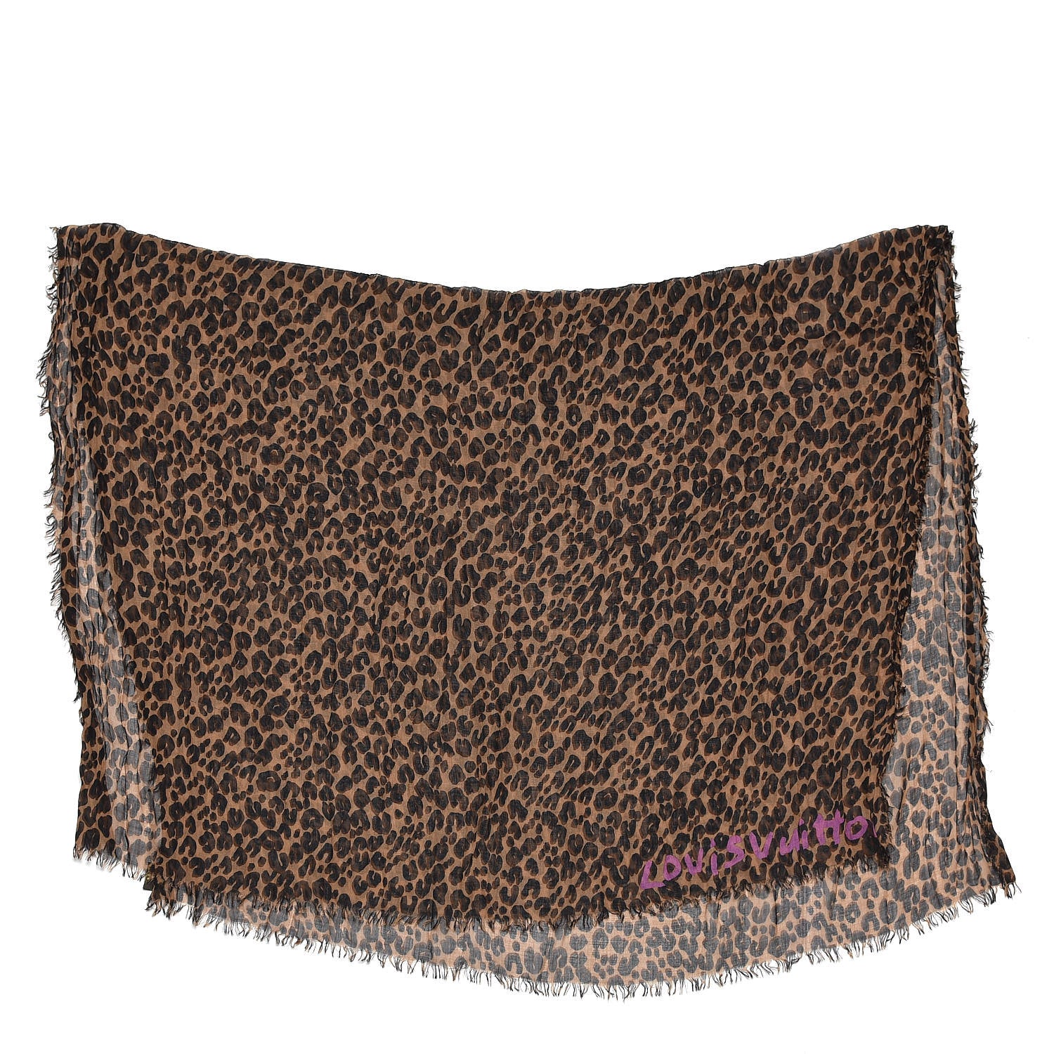 Louis Vuitton Cashmere Silk Leopard Etole Stole Marron 3 of 7