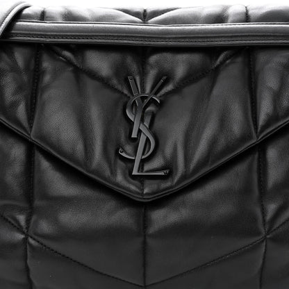 Saint Laurent Lambskin Quilted Monogram Monochrome Medium Loulou Puffer Chain Satchel Black 8 of 11