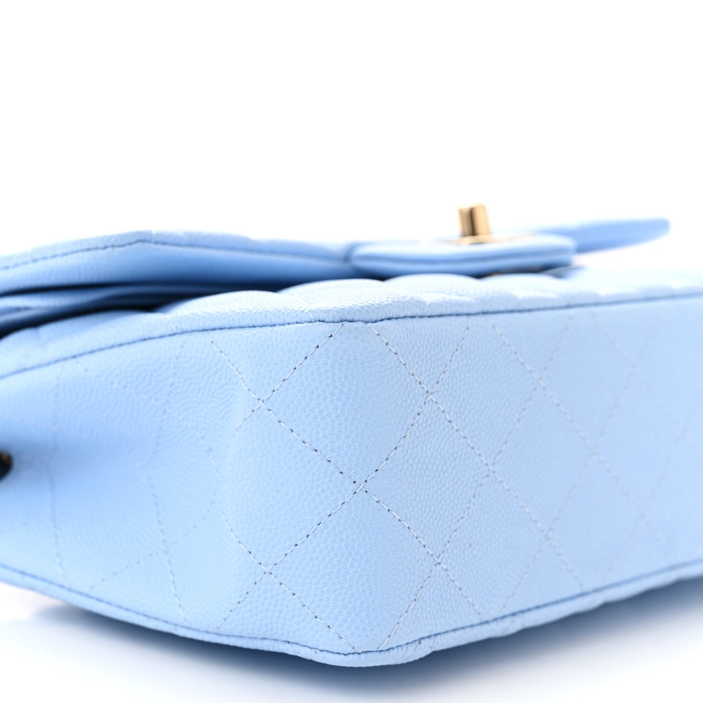 Caviar Quilted Small Double Flap Light Blue