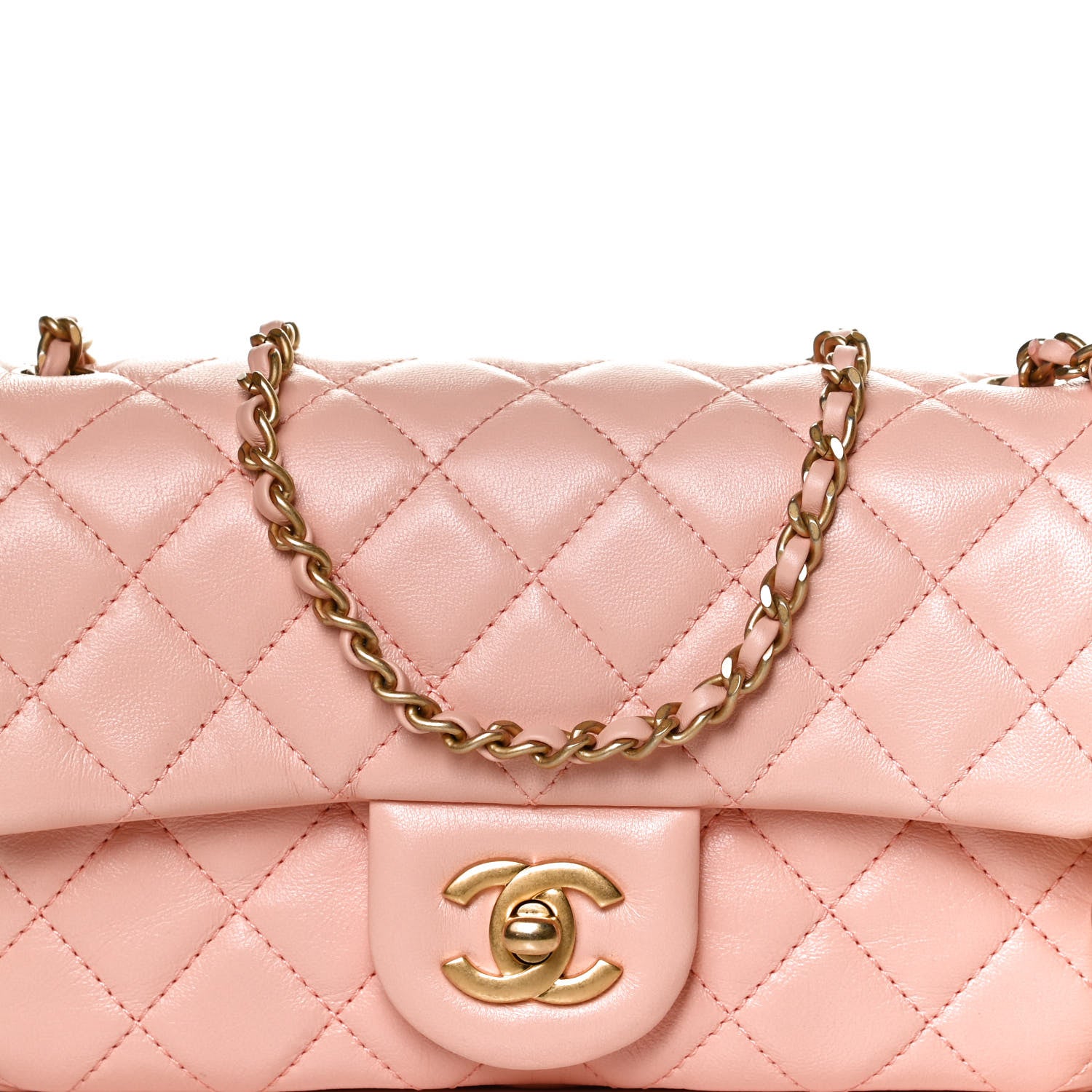 Chanel Lambskin Quilted Mini Rectangular Pearl Crush Flap Light Pink 7 of 13