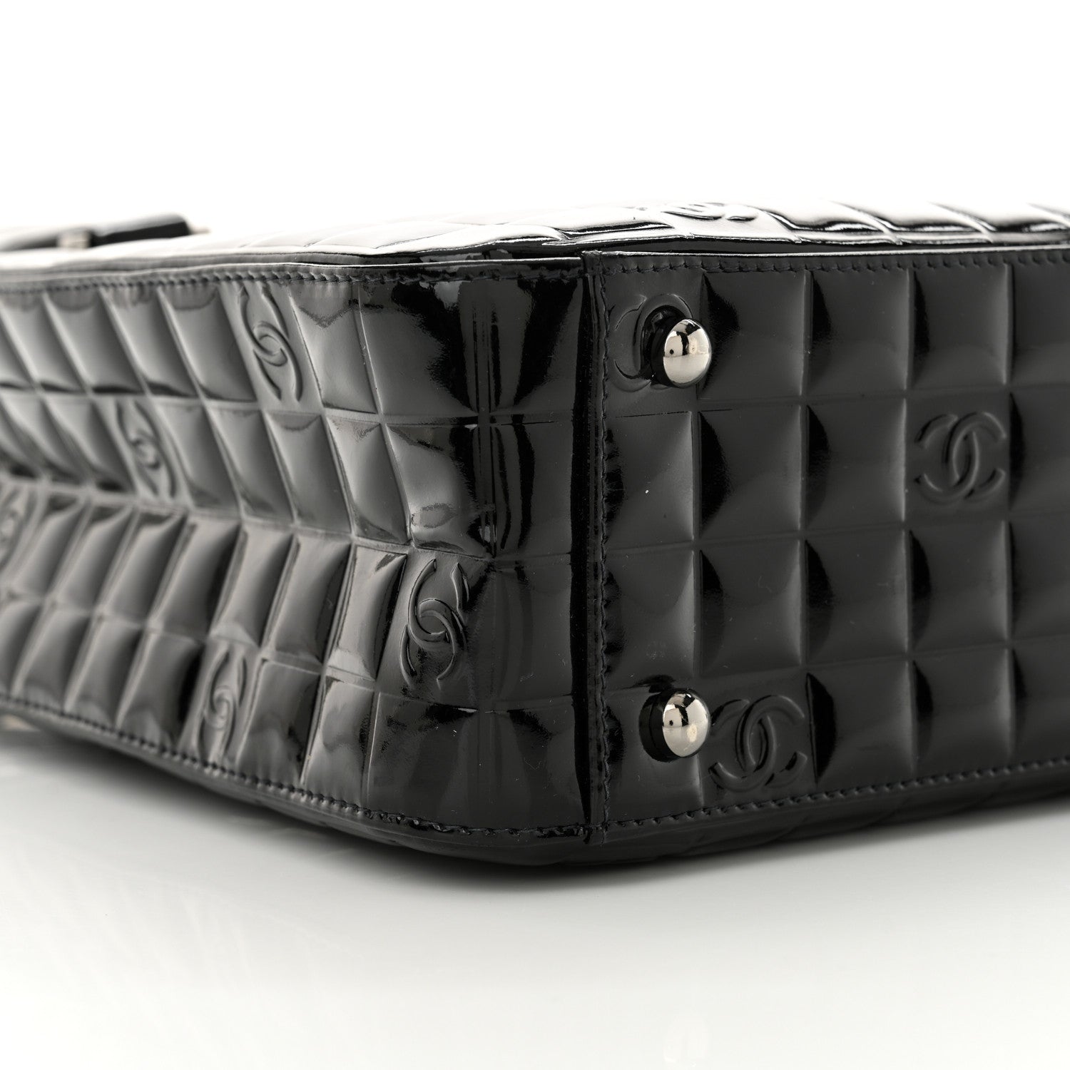 Chanel Patent Chocolate Bar Quilted Tote Black 9 of 11
