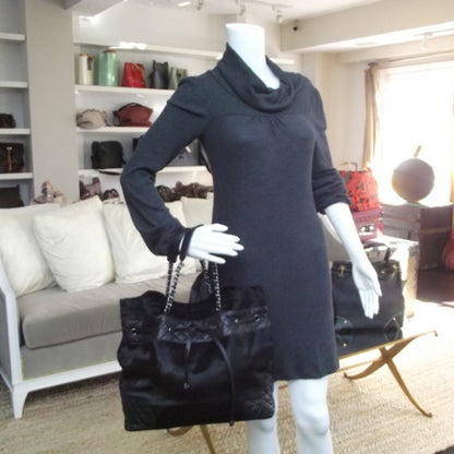 Chanel Pony Hair Quilted Drawstring Tote Black 2 of 10