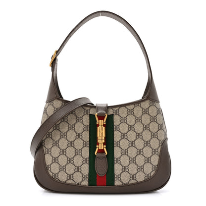 Gucci X BALENCIAGA BB Supreme Monogram Calfskin Web Small Jackie 1961 Hobo Beige Ebony 1 of 10