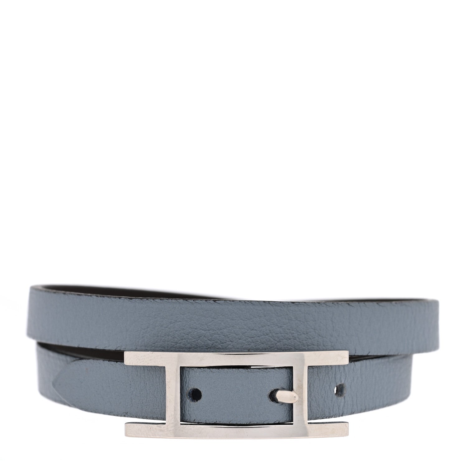 Hermes Swift Behapi Double Tour Bracelet Bleu Lin Chocolate 1 of 5