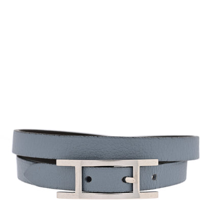 Hermes Swift Behapi Double Tour Bracelet Bleu Lin Chocolate 1 of 5