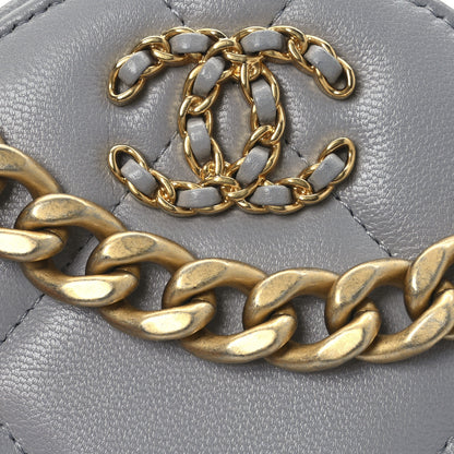 Chanel Lambskin Quilted Chanel 19 Round Clutch With Chain Grey 8 of 10