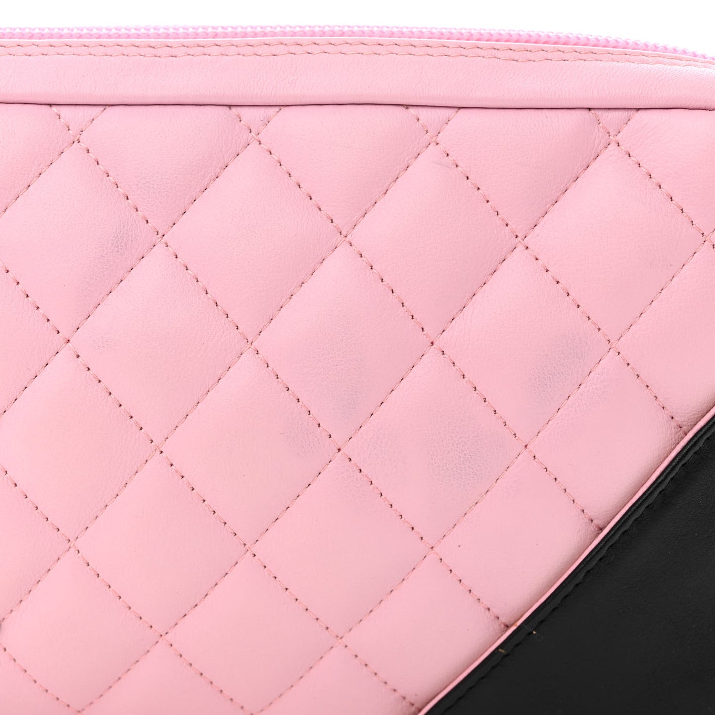 Calfskin Quilted Cambon Pochette Pink Black