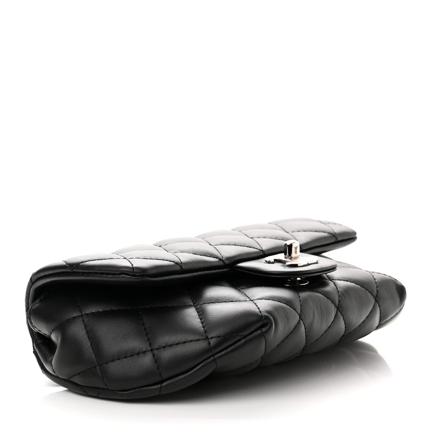 Calfskin Quilted CC Uniform Flap Belt Bag Black