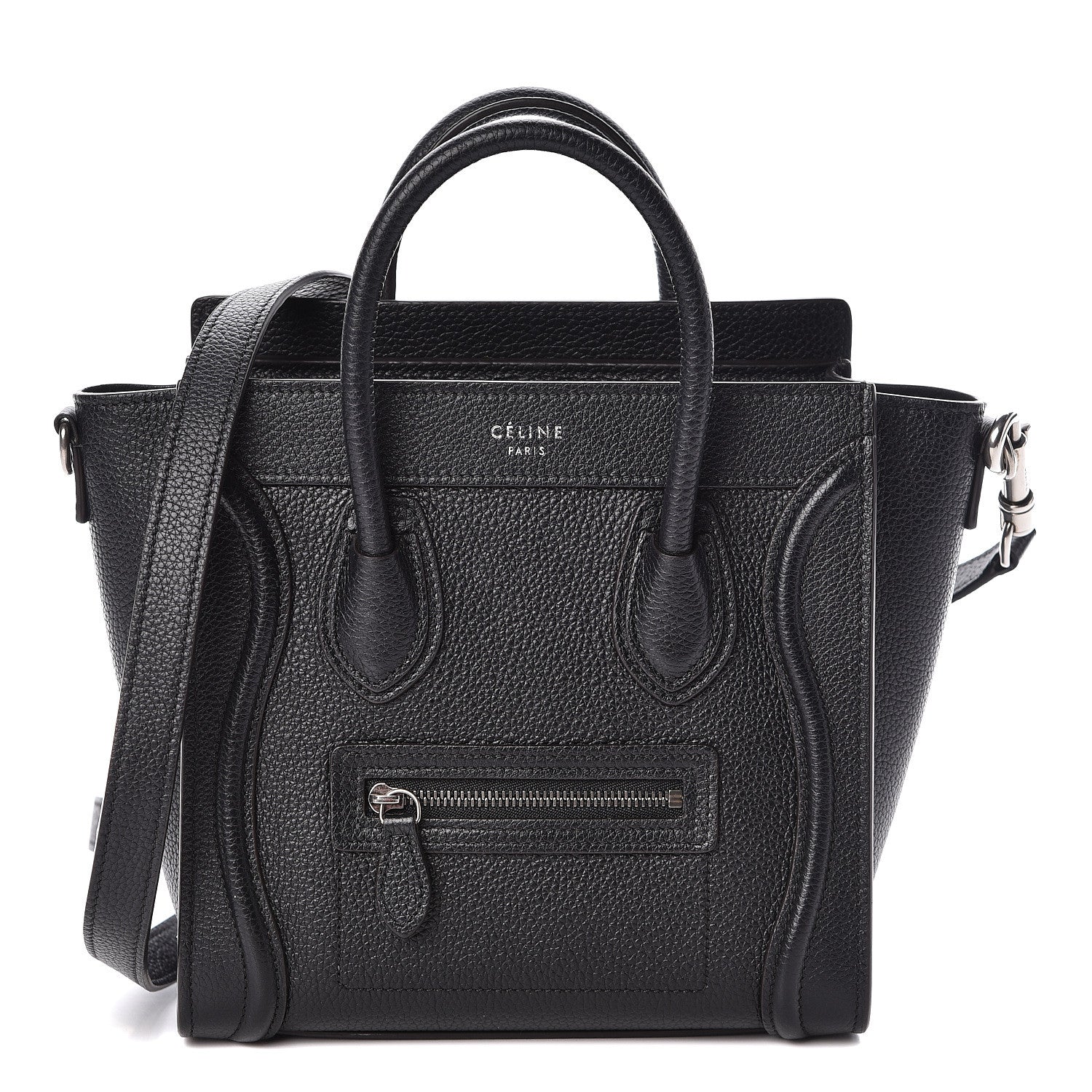 Celine Drummed Calfskin Nano Luggage Black 1 of 11