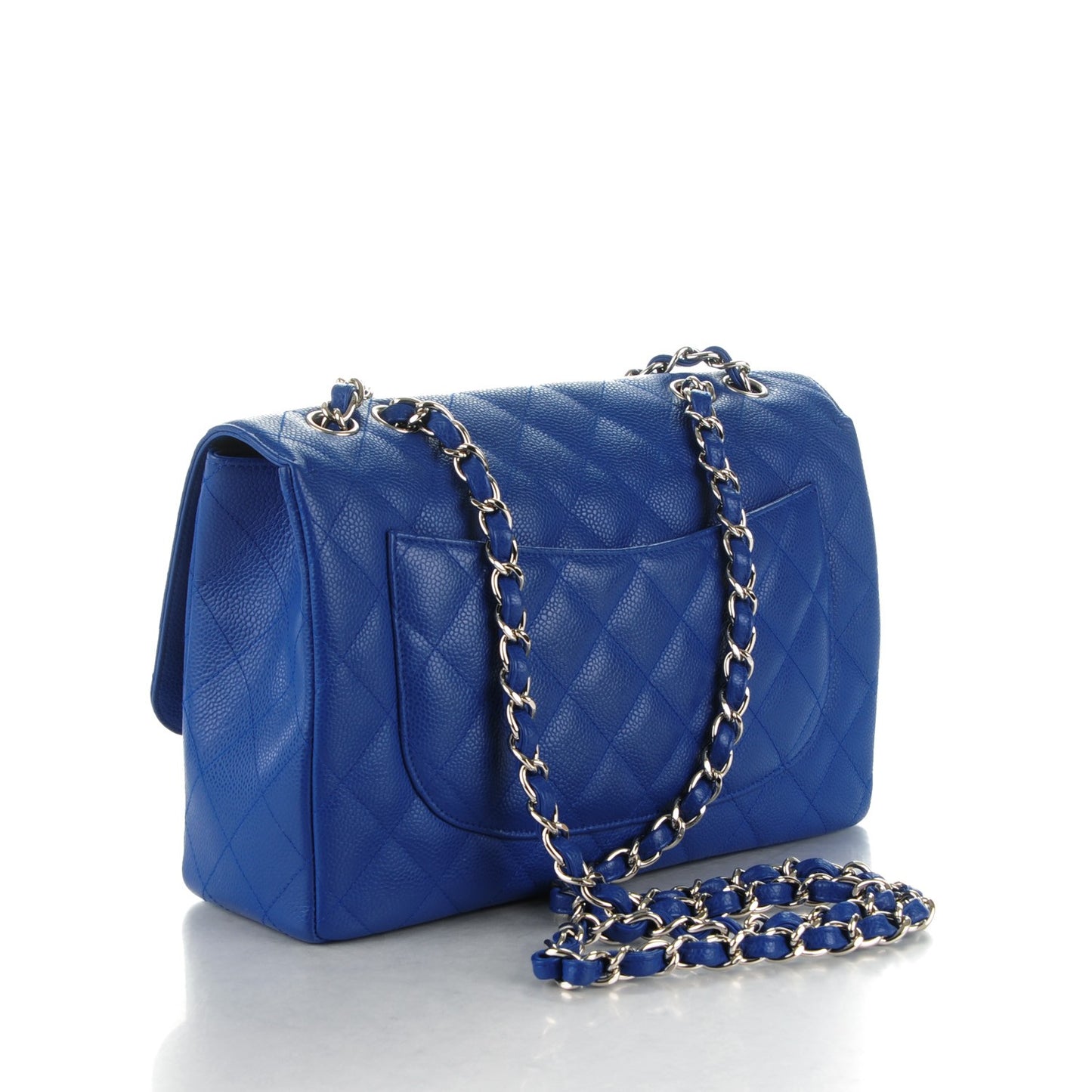 Caviar Quilted Jumbo Single Flap Dark Blue