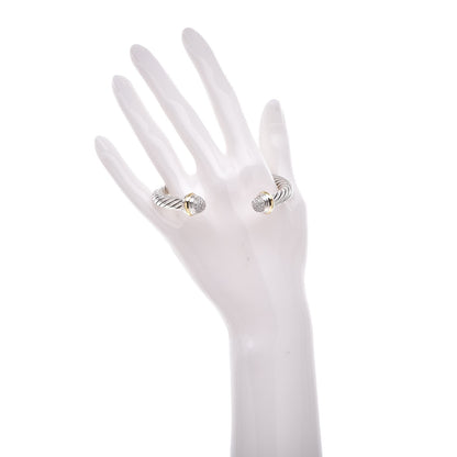 David Yurman Sterling Silver 18K Yellow Gold Diamond Pave 7mm Cable Classics Bracelet 2 of 5