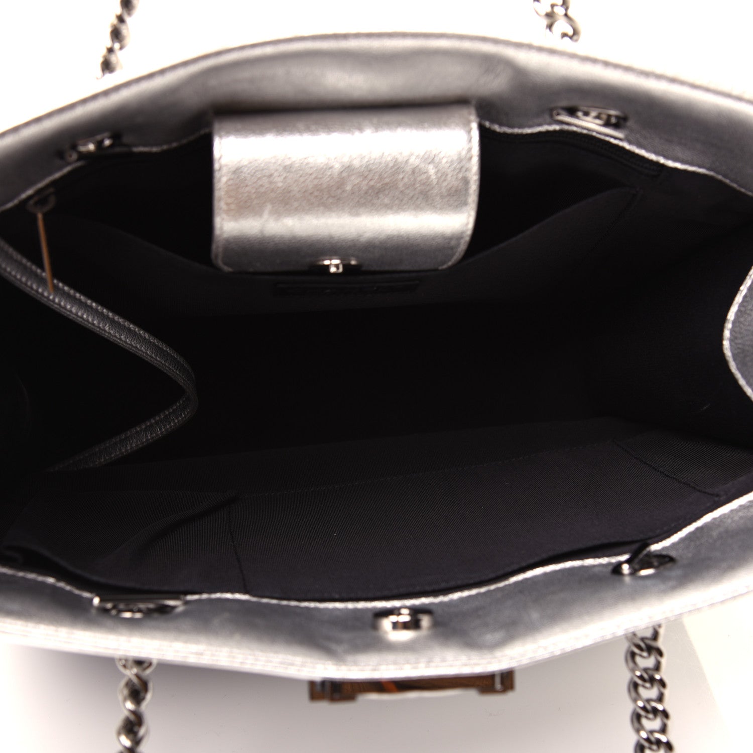 Chanel Metallic Goatskin Calfskin Bi-Color Large Boy Tote Black Silver 5 of 16