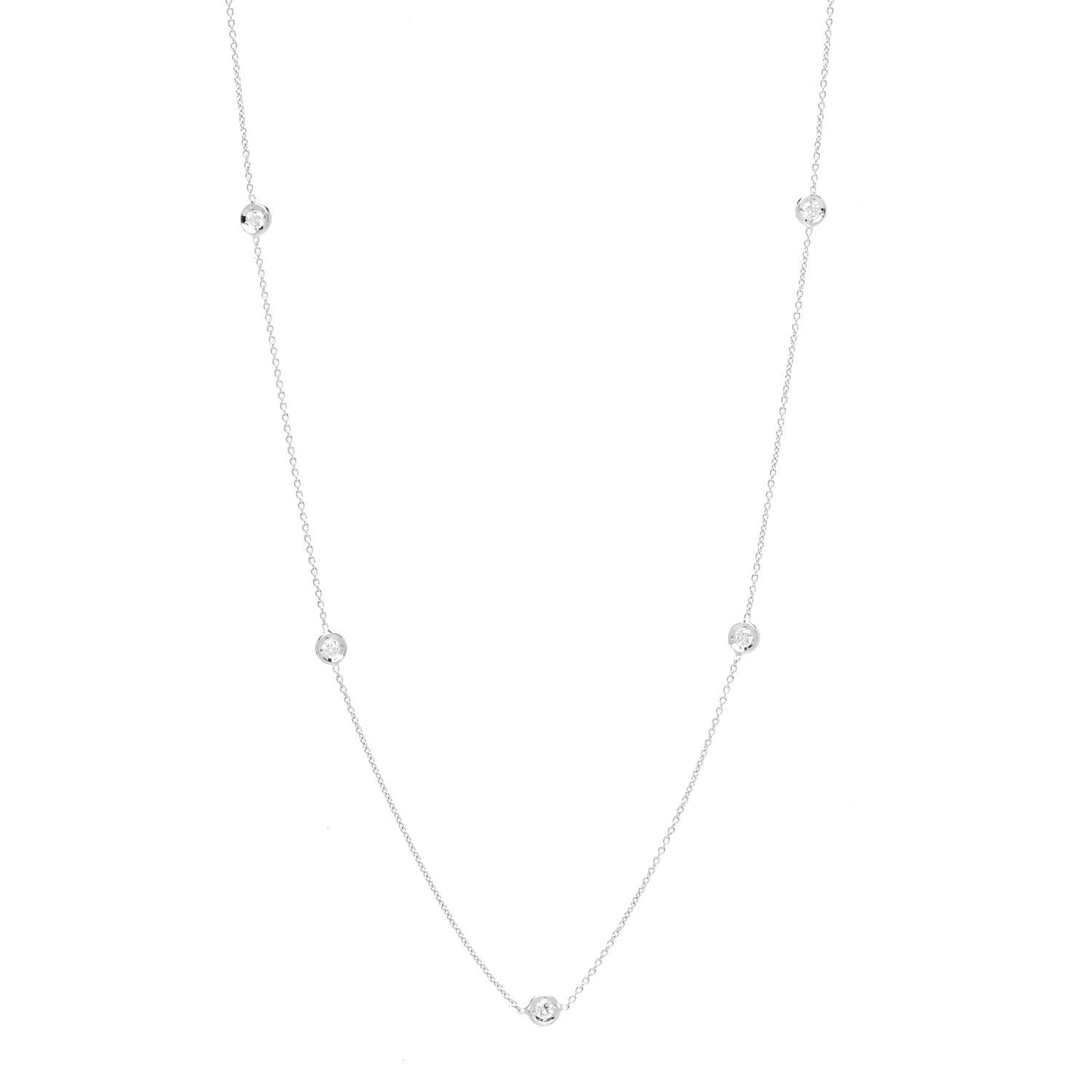 18K White Gold Diamond .25ctw Diamonds By The Inch Five Station Necklace