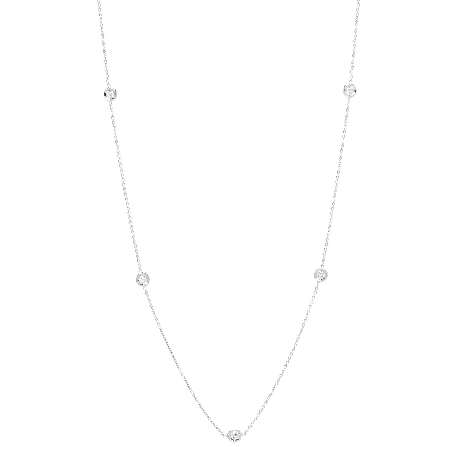 Roberto Coin 18K White Gold Diamond .25ctw Diamonds By The Inch Five Station Necklace 1 of 6