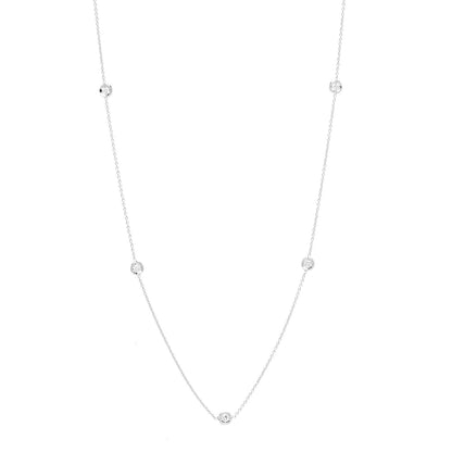 Roberto Coin 18K White Gold Diamond .25ctw Diamonds By The Inch Five Station Necklace 1 of 6