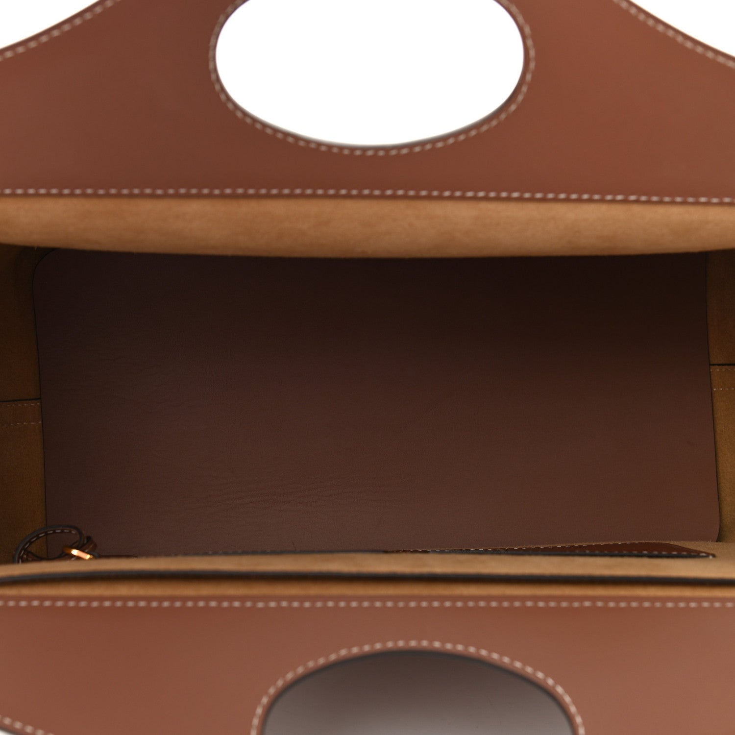 Burberry Soft Calfskin Small Pocket Tote Bag Tan 4 of 9