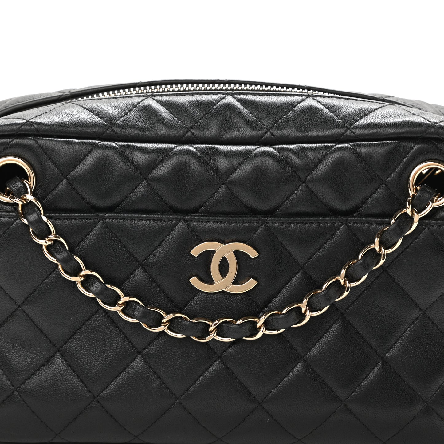 Lambskin Quilted Camera Bag Black