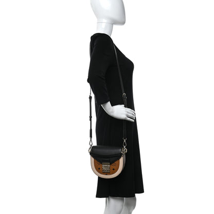 MCM Visetos Calfskin Small Patricia Shoulder Bag Cognac Black 2 of 11
