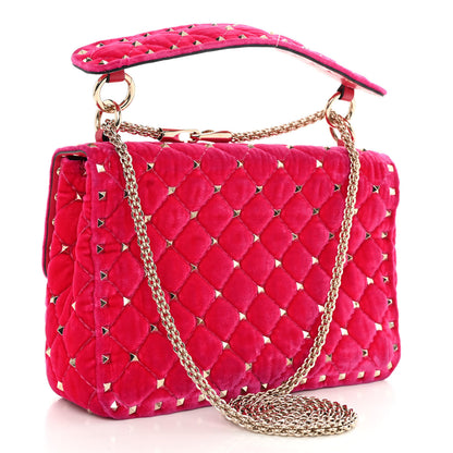 Valentino Garavani Velvet Medium Rockstud Spike Shoulder Bag Disco Pink 3 of 12