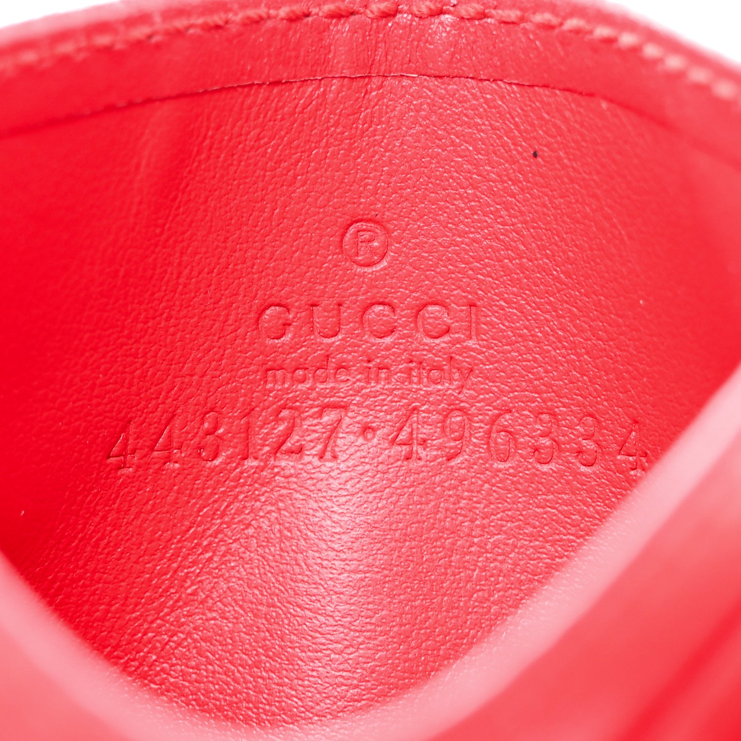 Calfskin Matelasse GG Marmont Card Holder Hibiscus Red