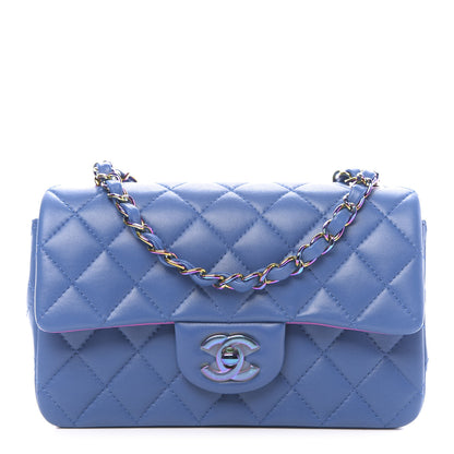 Chanel Lambskin Quilted Mini Rectangular Flap Blue Purple 1 of 12