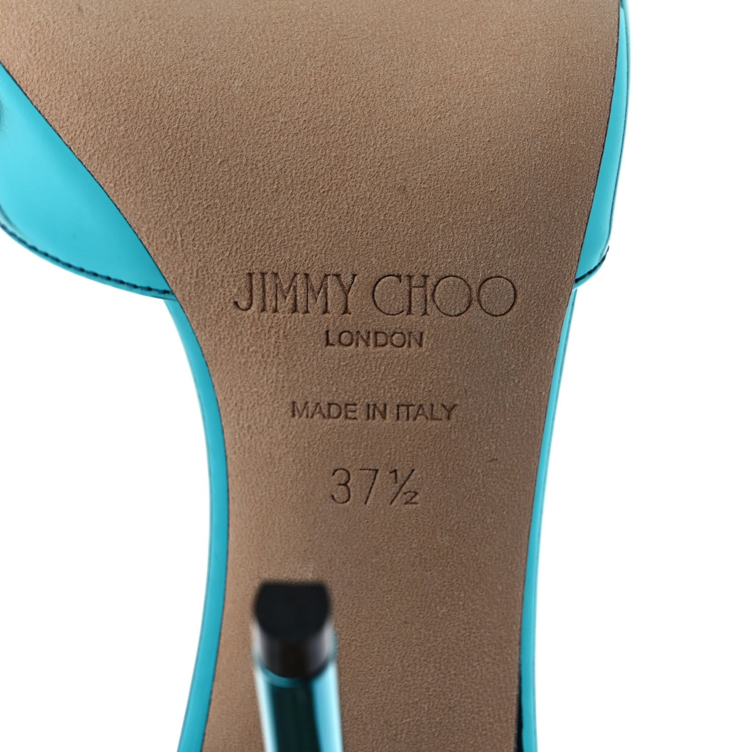 Jimmy Choo Liquid Metal Calfskin Crystal Saeda 100 Pumps 37.5 Malibu 6 of 7