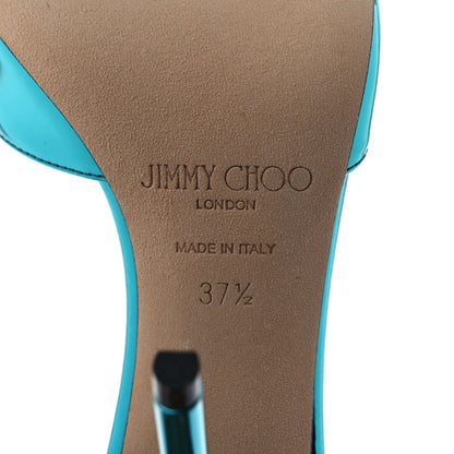 Jimmy Choo Liquid Metal Calfskin Crystal Saeda 100 Pumps 37.5 Malibu 6 of 7