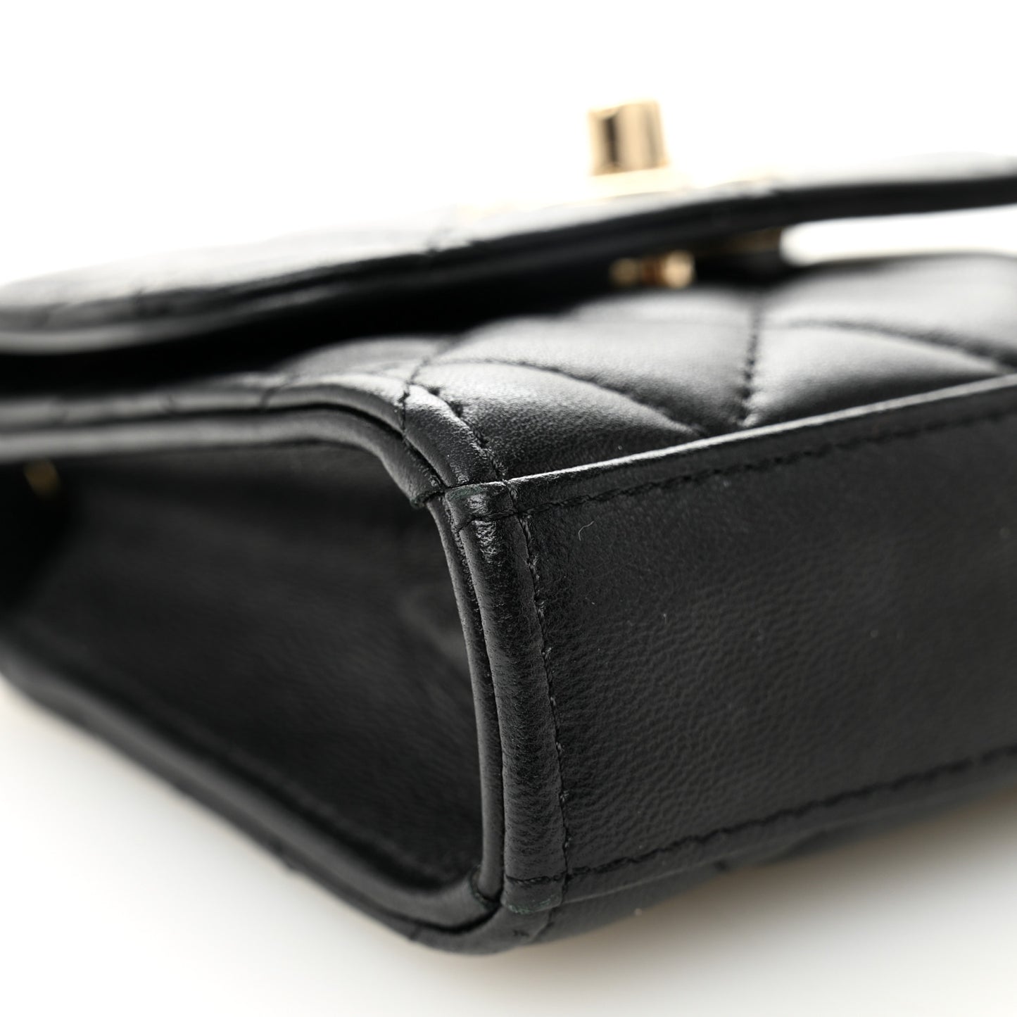Lambskin Quilted Trendy CC Card Holder On Chain Black
