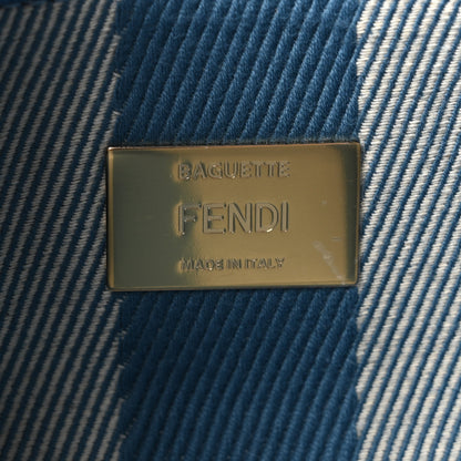 Fendi Denim Effect Fabric Jacquard FF Vitello Grace Mamma Baguette Blue 6 of 11
