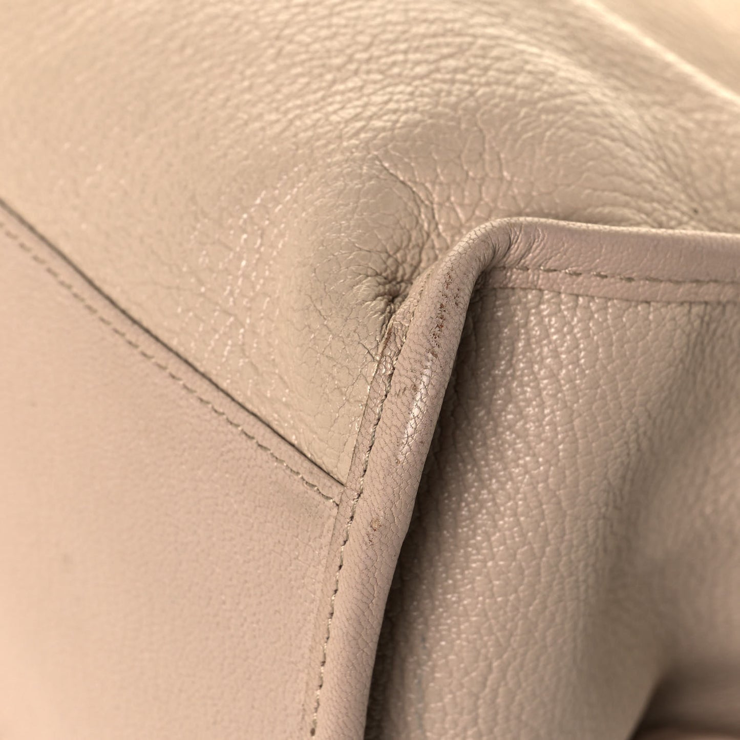 Chevre Silver Metallic Edge Hardware City Beige Tapioca