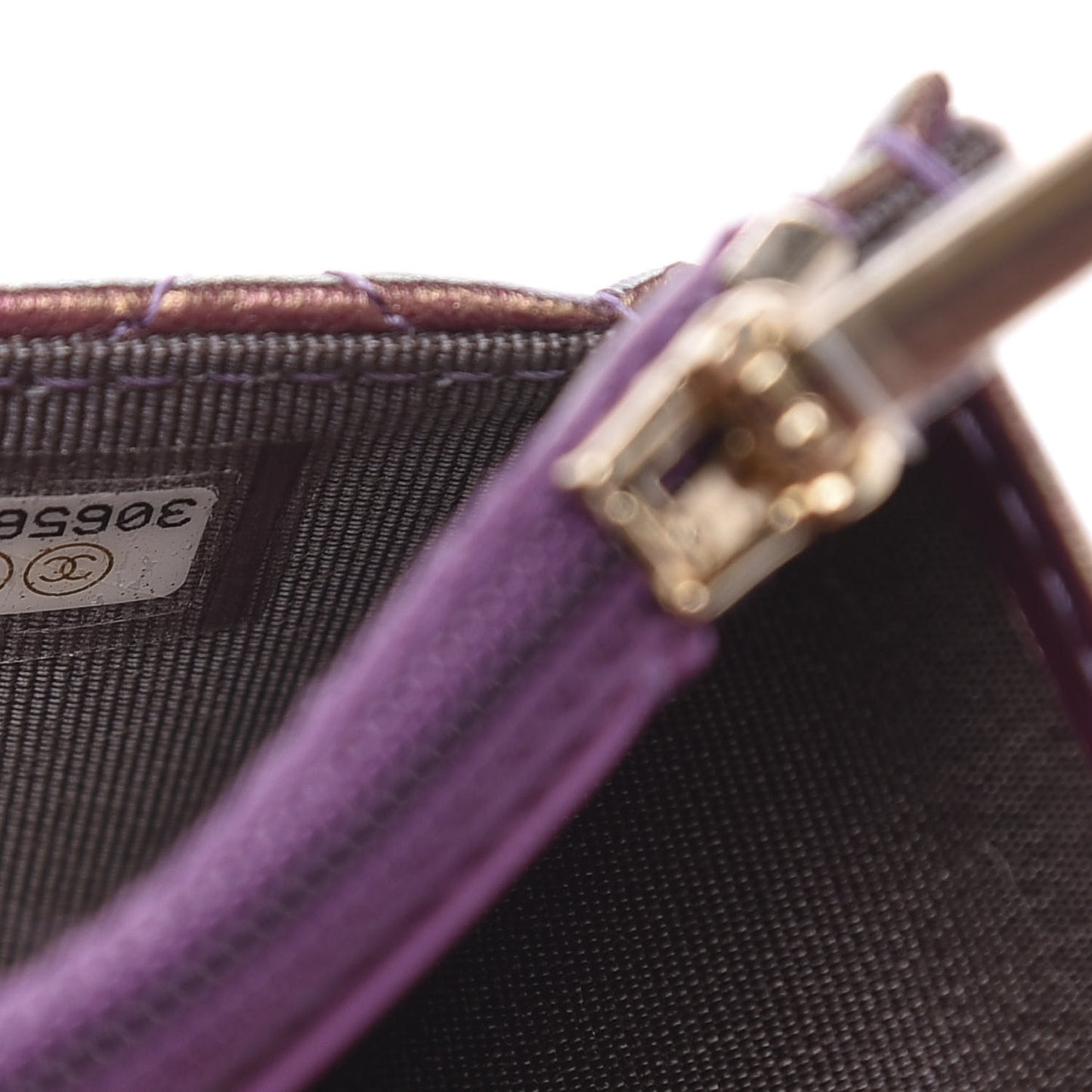 Iridescent Lambskin Quilted Wallet On Chain WOC Purple