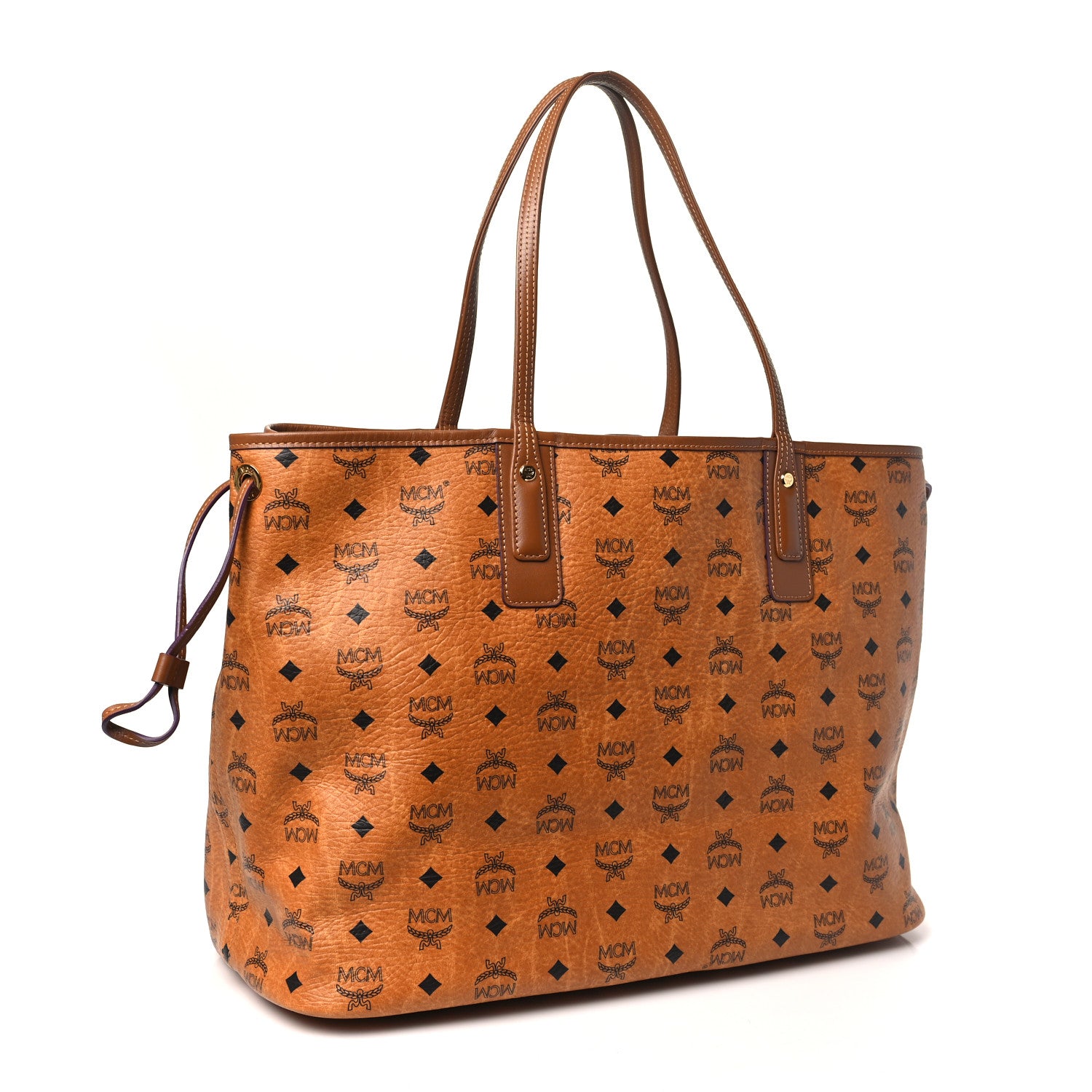 MCM Visetos Large Liz Reversible Shopper Tote Cognac 4 of 15