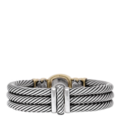 David Yurman Sterling Silver 18K Yellow Gold Lemon Citrine Albion Triple Cable Bracelet 2 of 3