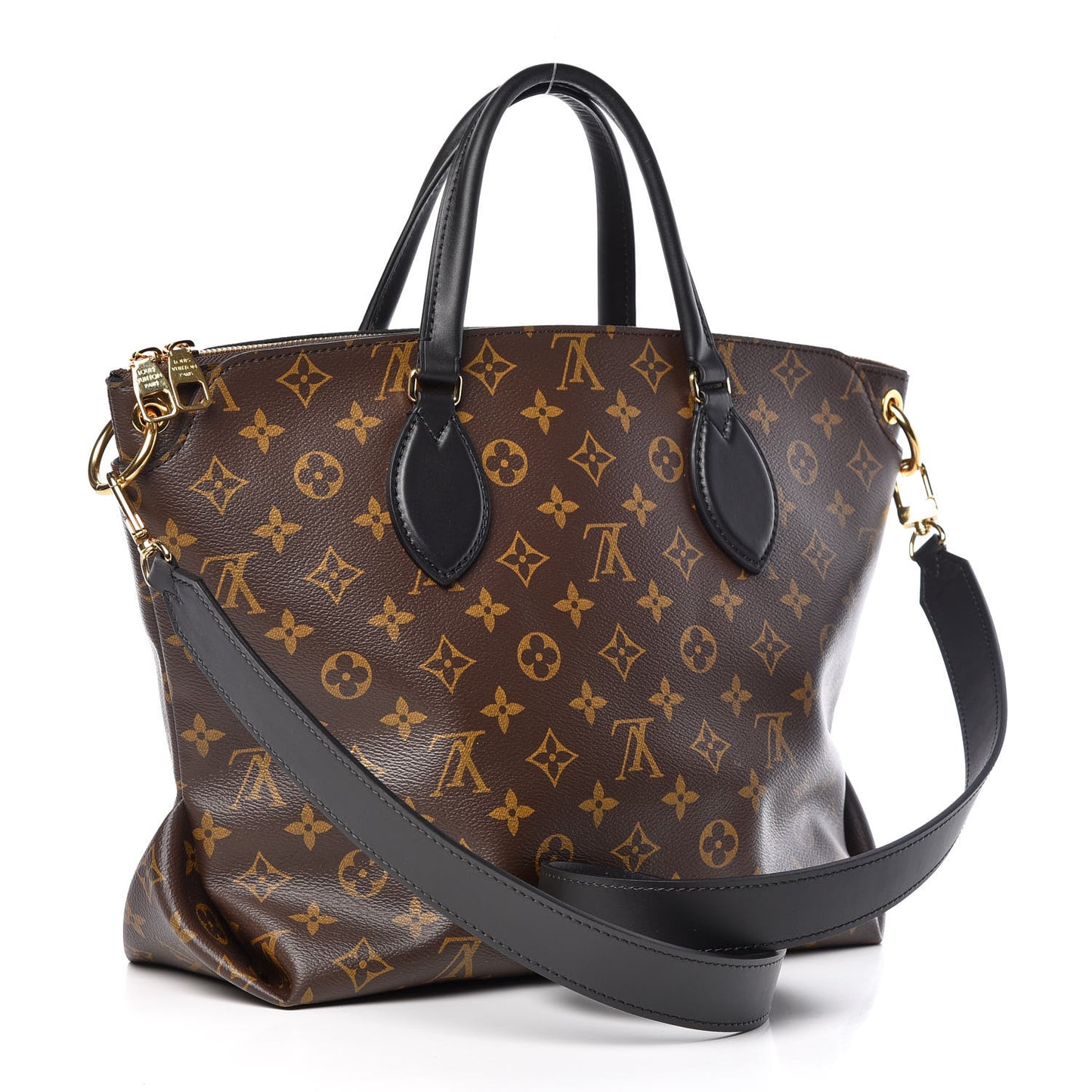 Monogram Flower Zipped Tote MM Black