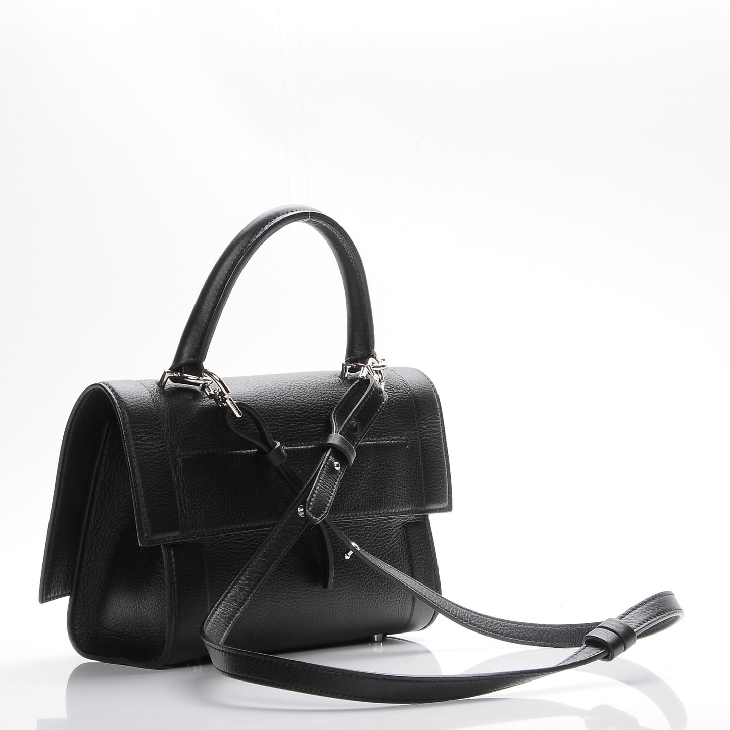 Grained Calfskin Mini Shark Lock Satchel Black
