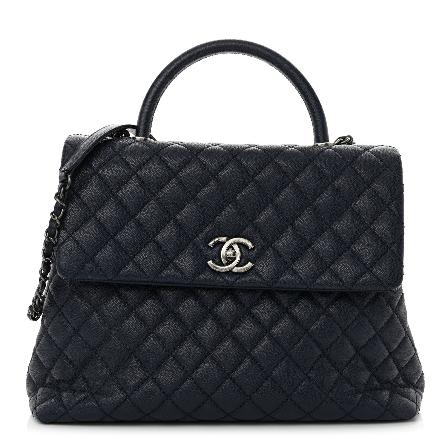 Chanel Caviar Quilted Large Coco Handle Flap Navy 1 of 10