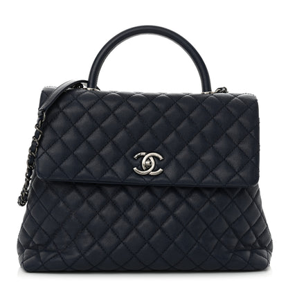 Chanel Caviar Quilted Large Coco Handle Flap Navy 1 of 10