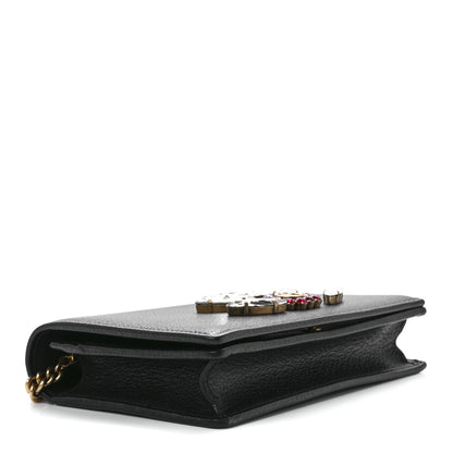 Gucci Calfskin Marquise Crystals Mini GG Chain Wallet Black 4 of 11