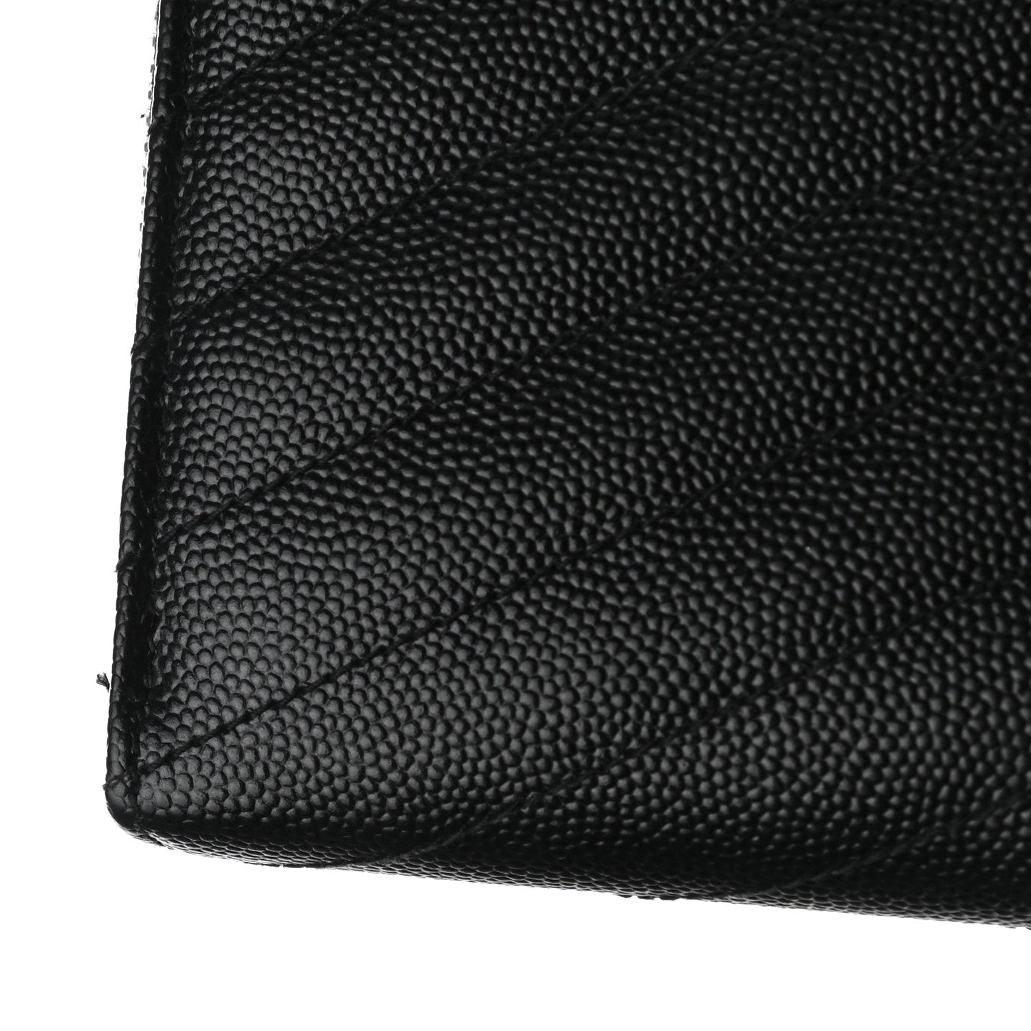 Saint Laurent Grain De Poudre Matelasse Chevron Monogram Zip Around Wallet Black 9 of 10