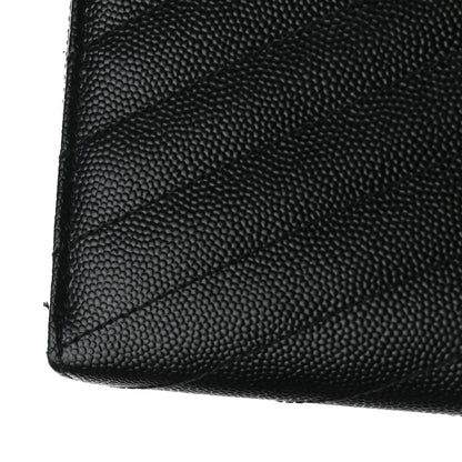 Saint Laurent Grain De Poudre Matelasse Chevron Monogram Zip Around Wallet Black 9 of 10