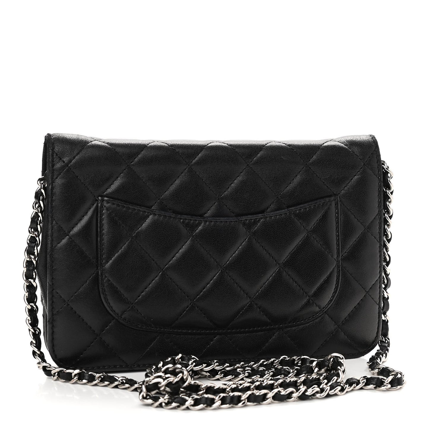 Lambskin Quilted Wallet On Chain WOC Black