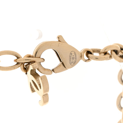 Chanel Metal Pearl Crystal Chain CC Long Necklace Gold 5 of 5