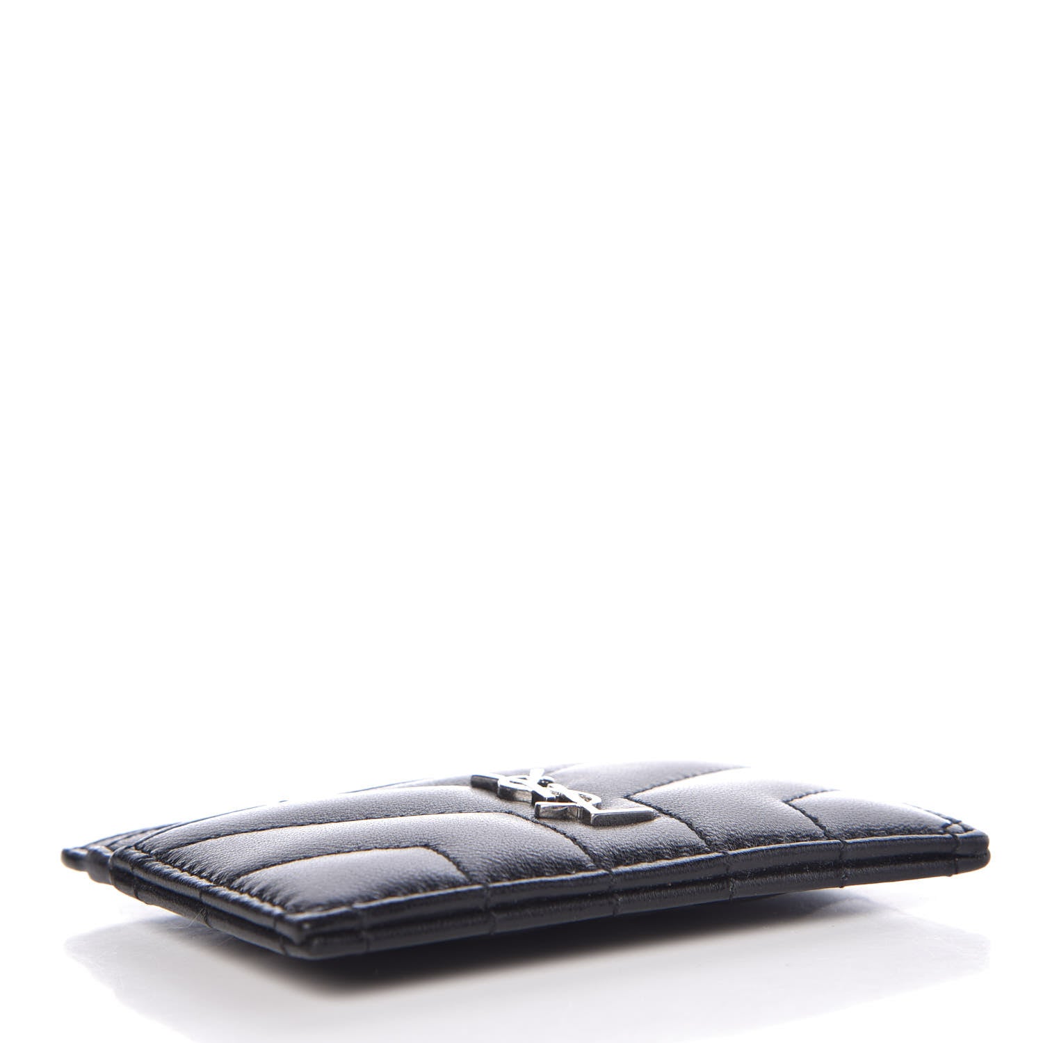 Saint Laurent Calfskin Y Quilted Monogram LouLou Credit Card Case Black 4 of 8