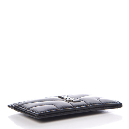 Saint Laurent Calfskin Y Quilted Monogram LouLou Credit Card Case Black 4 of 8