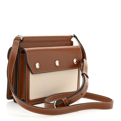 Burberry Smooth Calfskin Canvas Horseferry Print Mini Title Bag with Pocket Natural Malt Brown 3 of 9